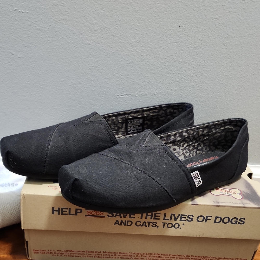 Skechers BOBS Black Memory Foam Slip-Ons